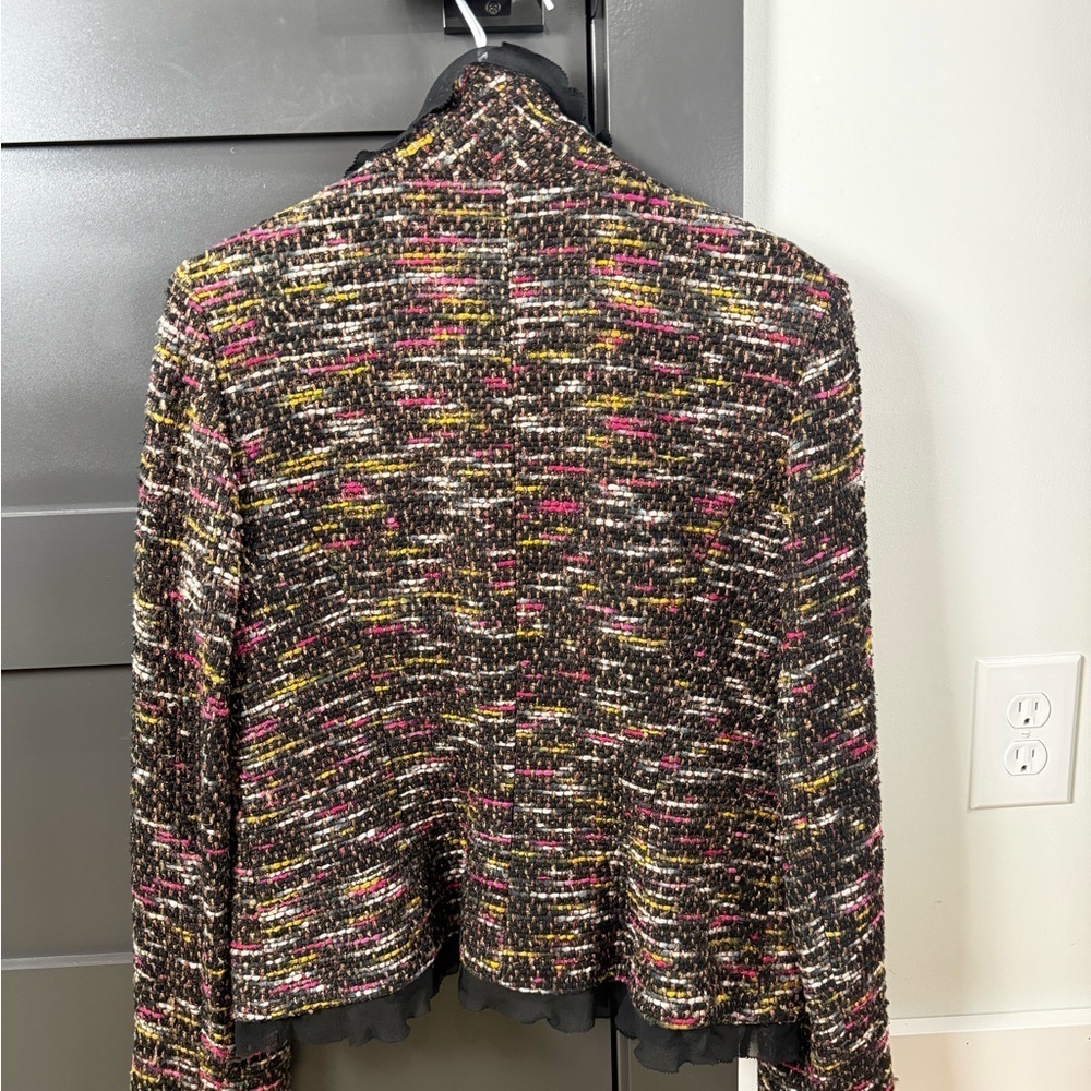 Anthracite Chic Tweed Women’s Blazer Silk Lined Size 12 - Picture 6 of 9